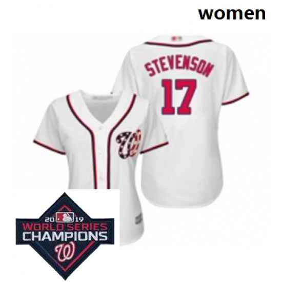 Womens Washington Nationals 17 Andrew Stevenson Authentic White Home Cool Base Baseball Stitched 2019 World Series Champions Patch Jersey